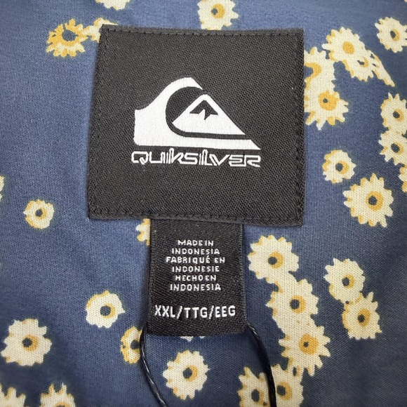 Quiksilver Cosmic Fields Classic Shirt Mens 2XL Navy Floral Button Up Resort - Picture 10 of 13